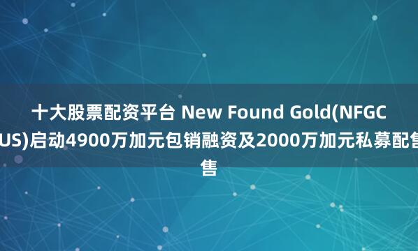 十大股票配资平台 New Found Gold(NFGC.US)启动4900万加元包销融资及2000万加元私募配售