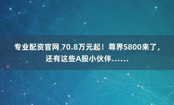 专业配资官网 70.8万元起！尊界S800来了，还有这些A股小伙伴……